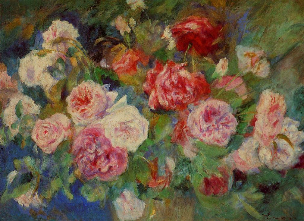 Roses by Renior - Pierre-Auguste Renoir painting on canvas